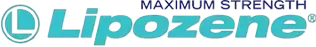 Lipozene logo featuring blue and green stylized text with a capsule-shaped design element, representing the brand's weight loss supplement.